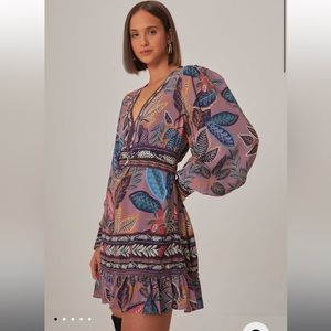 Farm rio lavender wild night long sleeve minidress